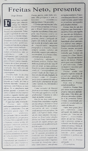 Homenagem do Jornal A Voz do Jornalista à Freitas Neto, 1997