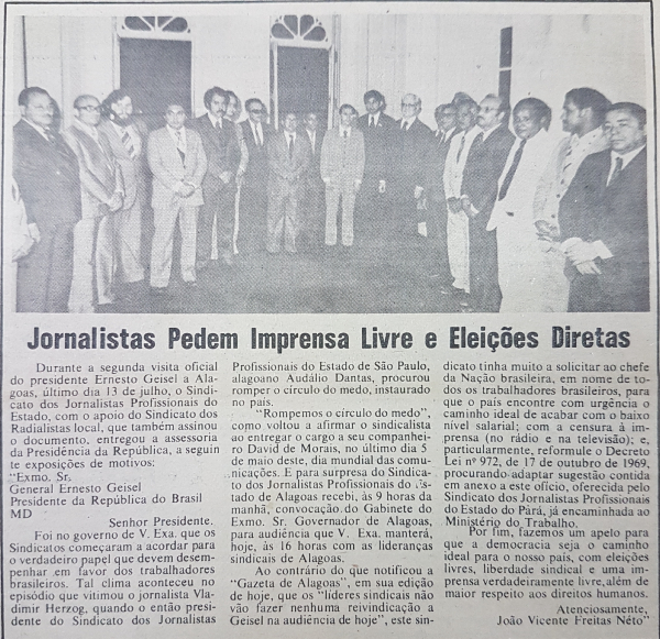 Jornalistas Pedem Imprensa Livre e Eleições Diretas, por Freitas Neto