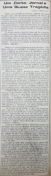 Um Certo Jornal e Uma Quase Tragédia, por Valmir Calheiros