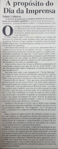 A Propósito do dia da imprensa, por Valmir Calheiros