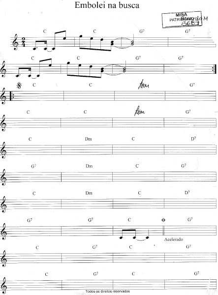 (Partitura) Ricardo Mota, Embolei na Busca